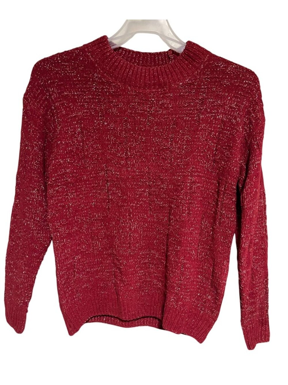 Weatherproof Vintage Red Metallic Thread Sweater Womens M Crew Neck Shimmer Knit